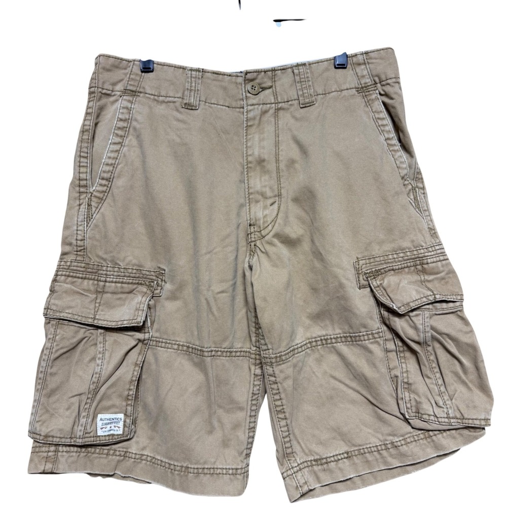 Signature by Levi Strauss Mens Cargo Shorts Khaki Tan Cotton Twill Size 32 C32